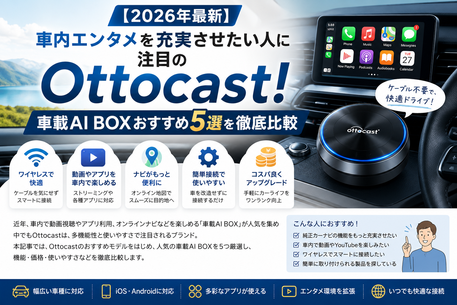 【2026年最新】車内エンタメを充実させたい人に注目のOttocast!車載AI BOXおすすめ5選を徹底比較