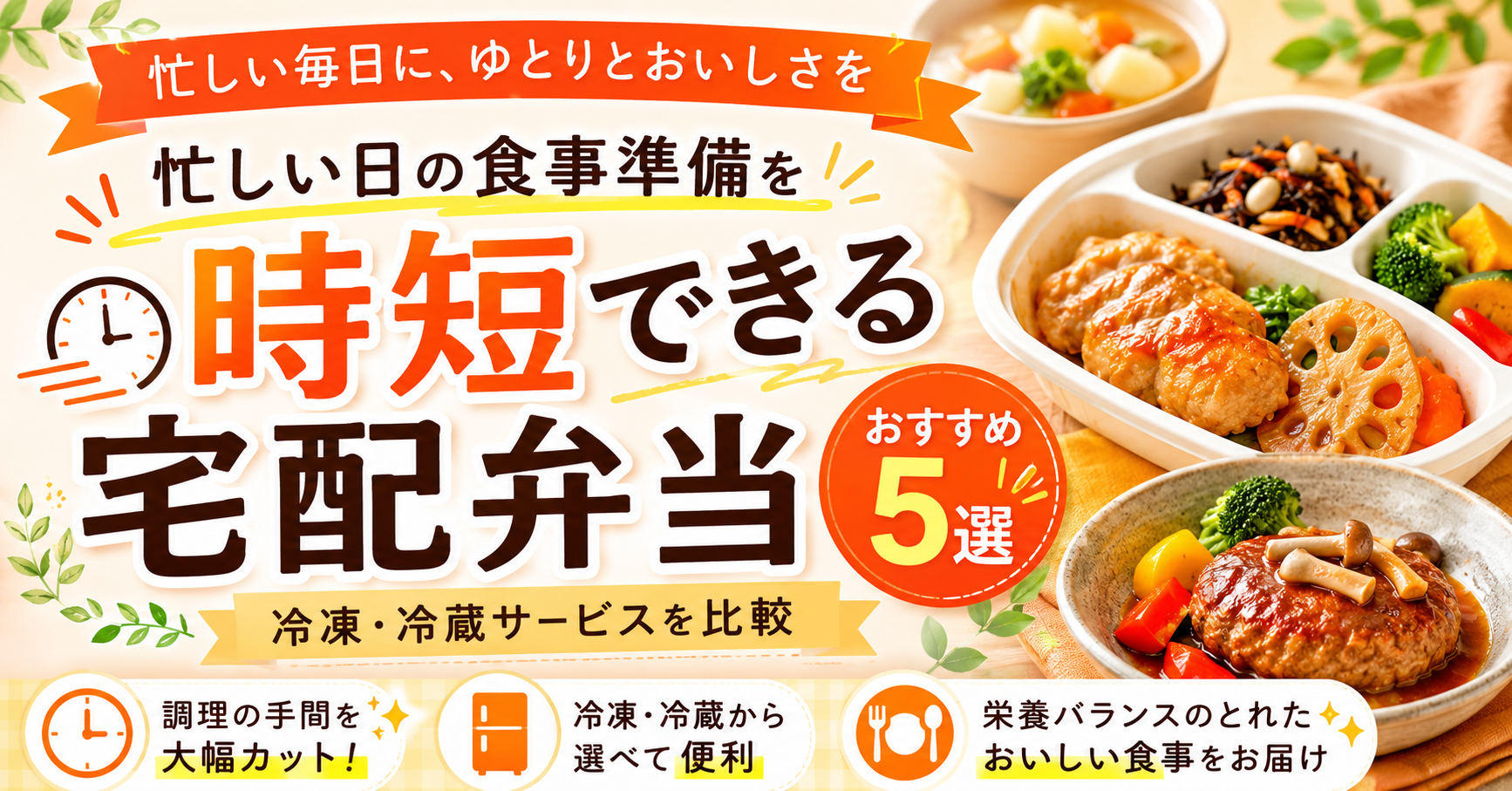 忙しい日の食事準備を時短できる宅配弁当おすすめ5選｜冷凍・冷蔵サービスを比較