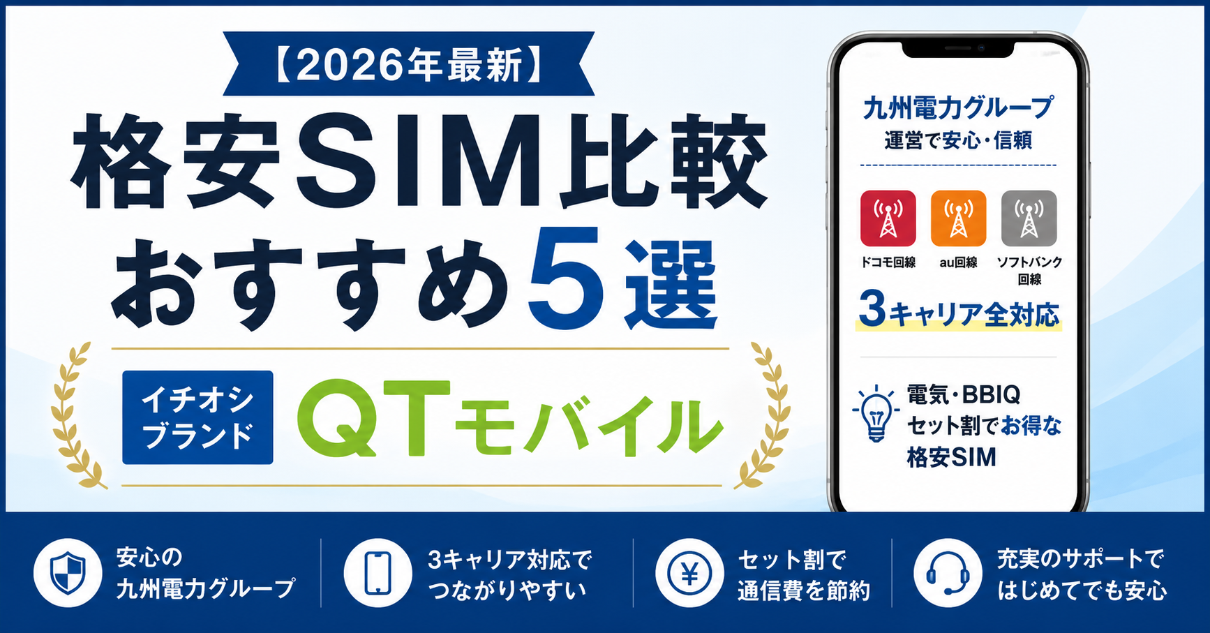 【2026年最新】格安SIM比較おすすめ5選|月額料金・データ容量・セット割で選ぶお得なサービス|編集部イチ押しはQTモバイル