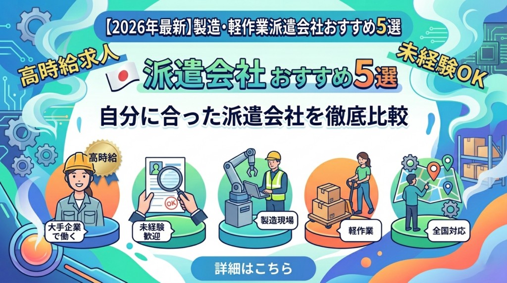 【2026年最新】製造・軽作業派遣会社おすすめ5選|編集部イチ押しはランスタッド