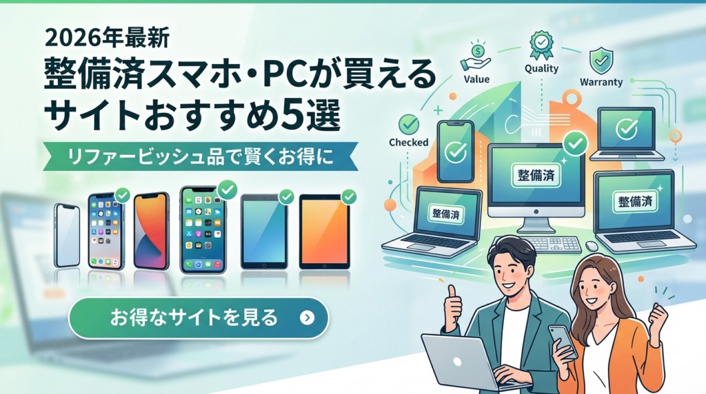 【2026年最新】整備済スマホ・PC購入サイトおすすめ5選|編集部イチ押しはバックマーケット(Back Market)